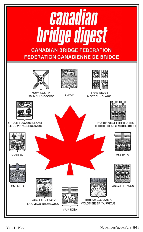 Couverture Bridge Canada Novembre 1981