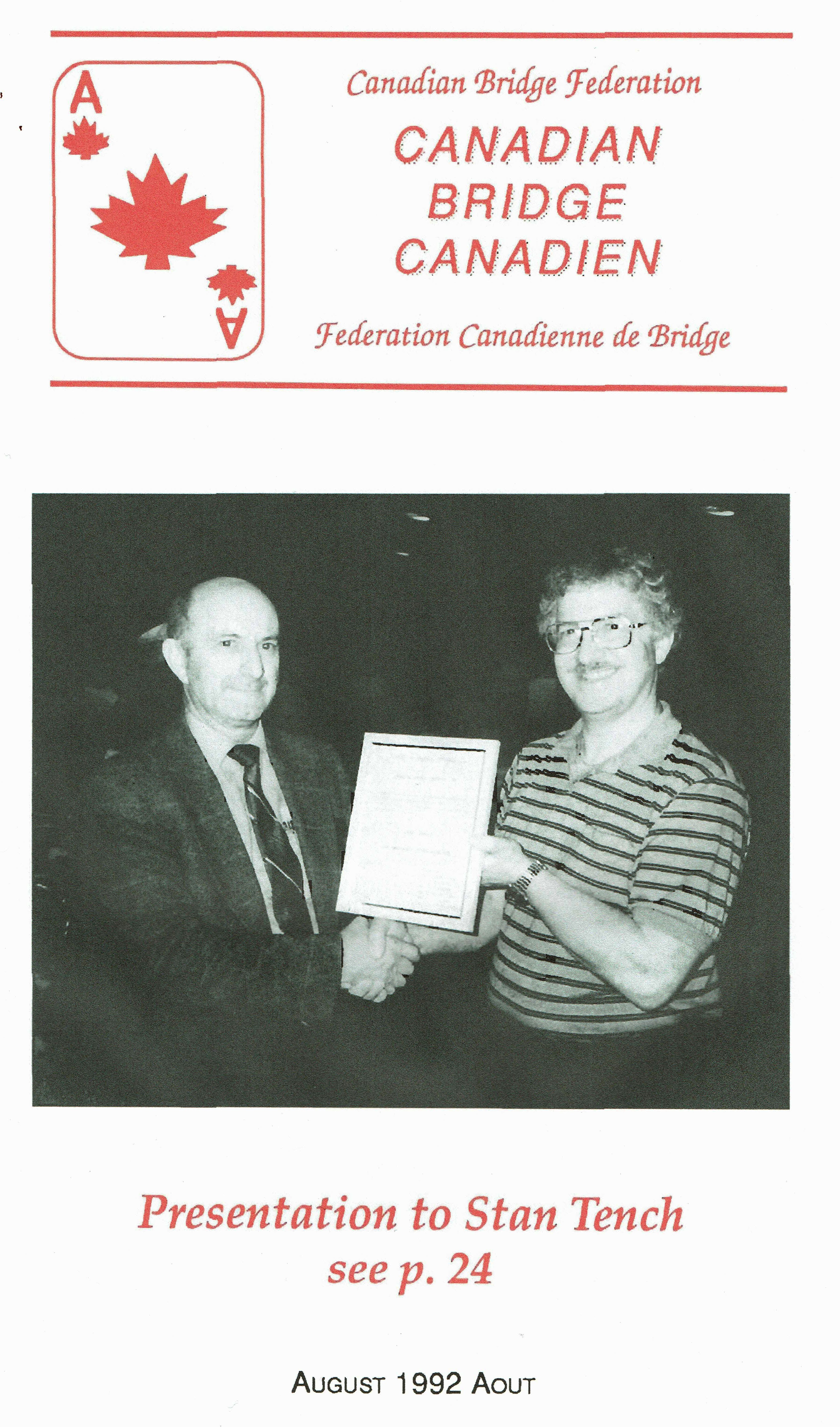 Bridge Canada August 1992 cover