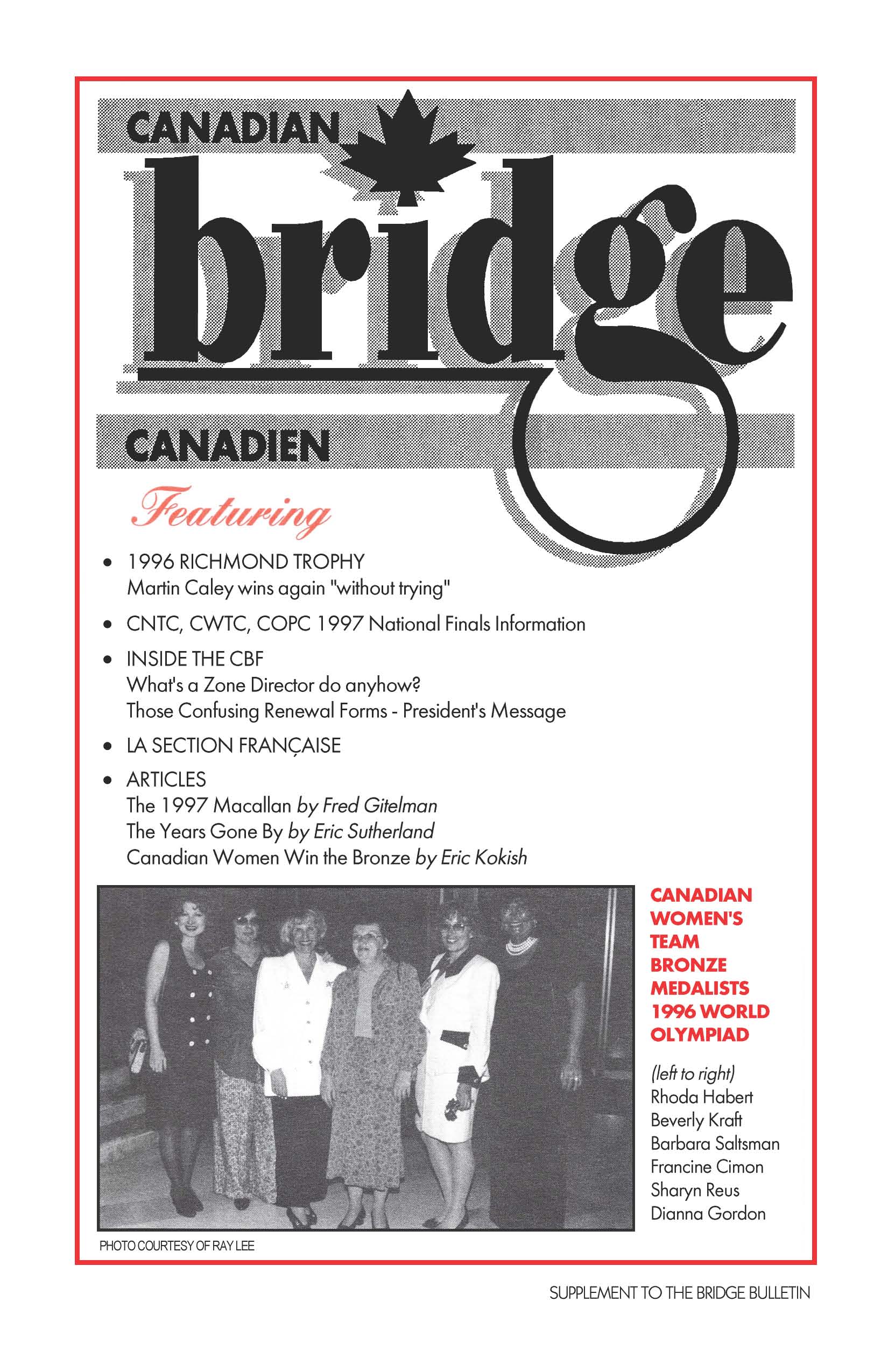Bridge Canada April 1997 cover