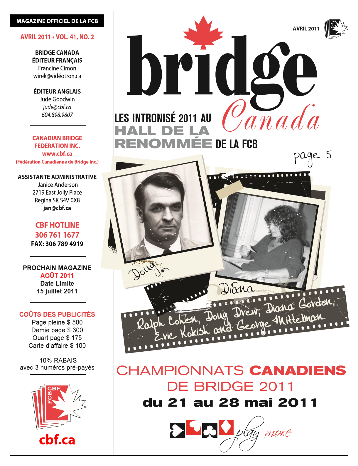 Couverture Bridge Canada Avril 2011