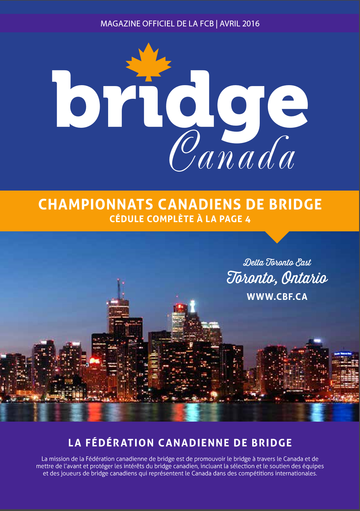 Couverture Bridge Canada Avril 2016