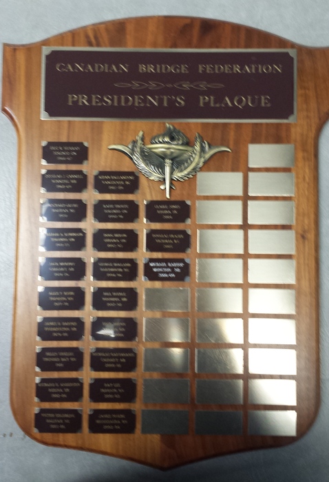 CBF President's plaque
