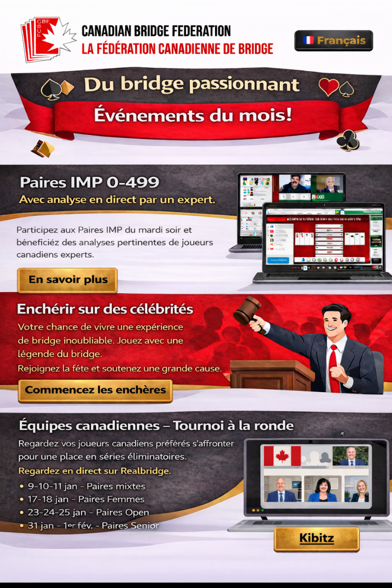 Du bridge passionnant — Événements du mois